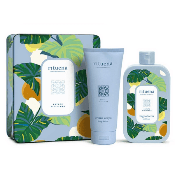 Rituena Estate Siciliana Gift Set in Scatola di Latta (Bagno Doccia 400ml + Crema Corpo 200ml)