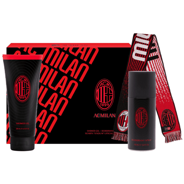 AC Milan Deodorant Spray 150ml & Shower Gel 200ml + Sciarpa "Stadium" Ufficiale